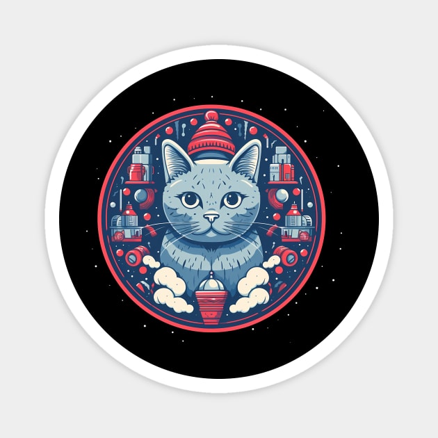 Russian Blue Cat Xmas, Love Cats Magnet by logiamerch